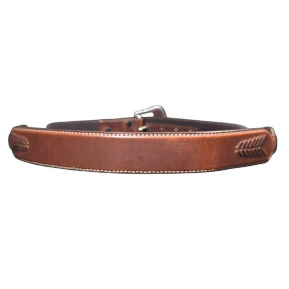 Nocona Tan Brown Leather Belt Western Braided‎ & Concho Silver Buckle Sz 32 NWOT - Picture 7 of 11
